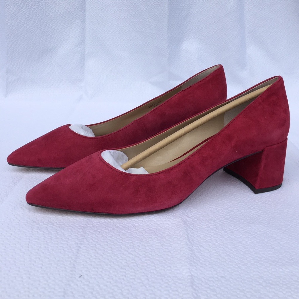 Ann Taylor Bette Block Low Heel Suede Pumps  8.5